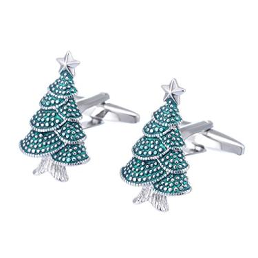 Imagem de Abotoaduras de Natal masculinas Salutto com abotoaduras de Papai Noel, abotoaduras de punho e caixa de presente