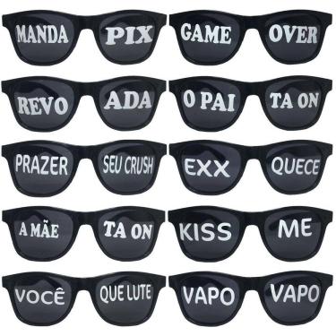 Imagem de Kit 10 oculos frases divertidas  festa balada
