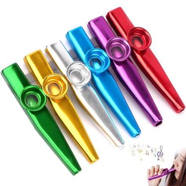Imagem de Conjunto Kazoo de metal de 6 peças, instrumentos musicais Kazoos, ótimo presente para crianças, enchimento de sacolas de presente, companhia perfeita para ukulele, violino, guitarra e teclado de piano