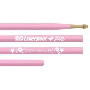 Imagem de Baqueta Liverpool Bella Series Marfim Padrão 5A Rosa LB-5AM com Ponta de Madeira