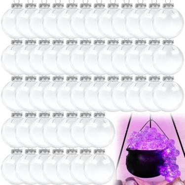Imagem de 50 bolas de enfeites de Natal de plástico transparente, 6 cm, enfeites de 6 cm, decoração de bola transparente para projetos de artesanato DIY, decoração de árvore de Natal, casamento, festa
