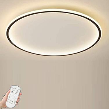 Imagem de Luminária de teto LED moderna, luminária de teto com design redondo, iluminação de teto com controle remoto regulável, luminária pendente de acrílico, abajur para sala de jantar, banheiro, q