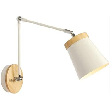 Imagem de Luminária de parede com braço oscilante branco, luminária de parede moderna, arandela ajustável, luzes de leitura de cabeceira, luminárias de decoração para cozinha, quarto, corredor, casa d