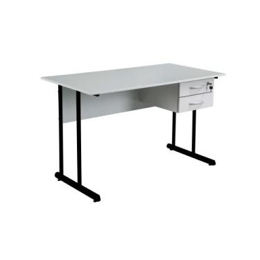 Imagem de Mesa de Trabalho c/ 2 gavetas 1500x600mm Cinza/preto Mdf 15mm - School