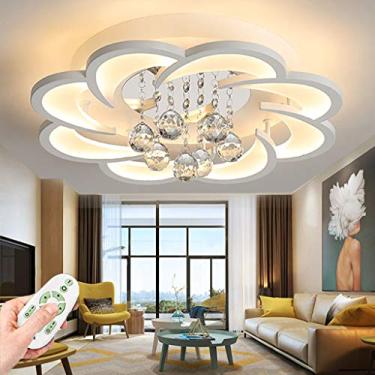 Imagem de Luminária de teto moderna LED com controle remoto, luminária de parede regulável para sala de estar, abajur de acrílico cristal K9 3000K-6500K, luminária de teto para quarto, sala de jantar,