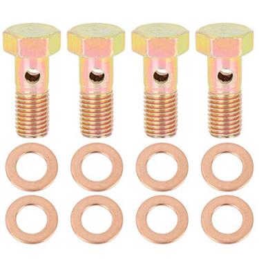 Imagem de X AUTOHAUX 4 conjuntos M8 x 1,0 mm rosca métrica parafusos banjo adaptador de encaixe de freio com arruelas M8
