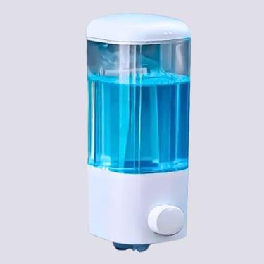 Imagem de Porta Sabonete Liquido, Dispenser de Parede Multiuso para Sabonete Líquido, Álcool em Gel e Xampu, Branco e Transparente, com Suporte para Fixação