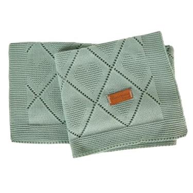 Imagem de Manta Bebe Menina Tricô Cobertor Bebê Menino Antialérgico Premium (Verde)