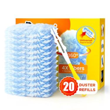 Imagem de Kit de espanador super eficiente com 20 refis de espanador e 1 alça, compatível com Swiffer Dusters, espanadores multisuperfícies de 360° com 4x microfibras, espanadores descartáveis sem cheiro para
