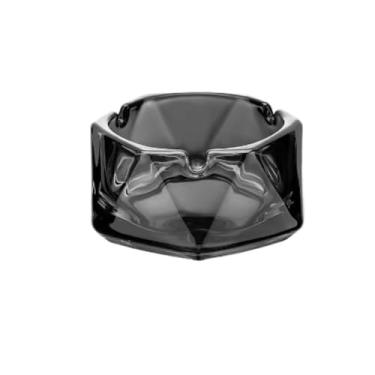 Imagem de Cinzeiro de vidro para sala de estar, escritório, mesa de café, ornamentos de mesa de café, cinzeiro ao ar livre (preto, grande)