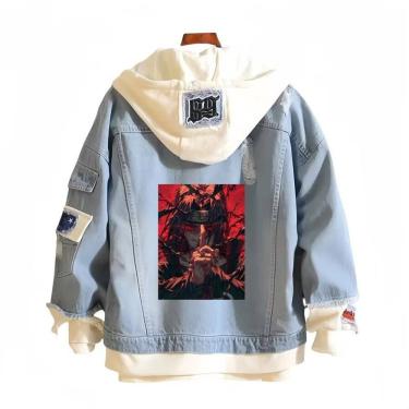 Imagem de Jaqueta jeans casual com impressão digital Naruto Uchiha Itachi