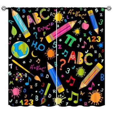 Imagem de Wallira Cortinas ABC do alfabeto educativo engraçado, desenho animado crianças aprendendo letras aquarela decoração de varão, tratamentos de janela para quarto de bebê, sala de aula, berçário