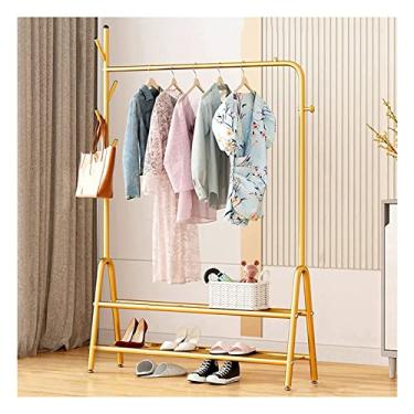 Imagem de Cabideiro de metal portátil com prateleira de camada dupla para sapatos de estoclote, adequado para quarto, sala de estar/preto/80 cm (ouro 100 cm)