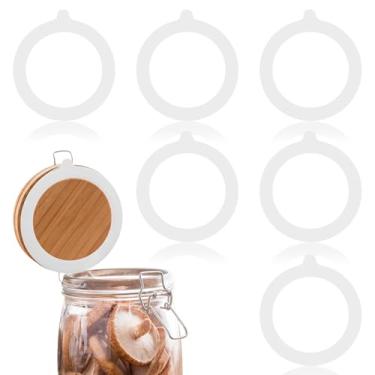 Imagem de Wanmu 6 peças de vedações de borracha de 4,5 polegadas para frascos de vidro, juntas de substituição de silicone para frascos à prova de vazamento, vedações de silicone para conservas à prova de