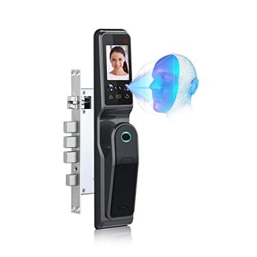 Imagem de Câmera facial de segurança biométrica 3D fechadura de porta inteligente WiFi senha digital chave eletrônica NFCCard app desbloquear fechaduras de impressão digital (cor: H10 6068) (H10 r 6068round)