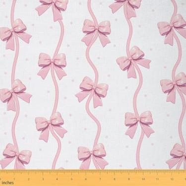 Imagem de jejeloiu Tecido de laço fofo da The Yard Tecido de estofamento em aquarela para cadeiras estilo princesa sonhadora, impermeável, decoração interna e externa para projetos de artesanato de costura DIY