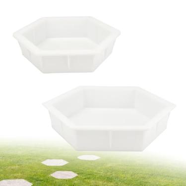 Imagem de Molde hexagonal de 2 tamanhos, moldes de cimento de 23,5 cm/30 cm para concreto, kit de piso, moldes de concreto de plástico para fundição de pavimento de jardim pré-moldado e passarela (reutilizável)