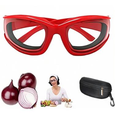 Imagem de shenghang Onion Goggles Copos de cozinha para grelhar sem rasgos Óculos de segurança para cozinha, à prova de poeira, antiembaçamento, à prova de vento (vermelho)