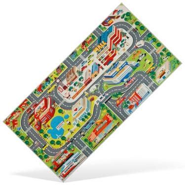 Imagem de Tapete infantil tapete de brincar confortável de poliéster tapete de carro tapete antiderrapante infantil brinquedo educativo de aprendizagem para sala de estar quarto sala de jogos (A,80 * 160cm)