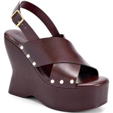 Imagem de Sandália Feminina Lumiss Plataforma Anabela Alta Tachas Dourada Rebite marrom36