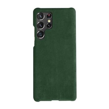 Imagem de Umiup Capa para Samsung Galaxy S24ultra/S24plus/S24, capa de couro de camurça feita à mão, fina, luxuosa, à prova de choque, verde, S24 Ultra
