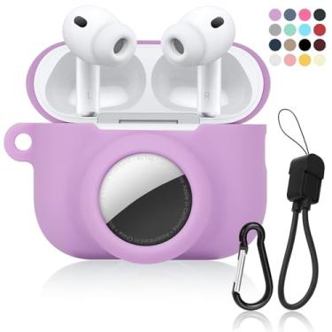 Imagem de Capa de silicone macio 2 em 1 compatível com AirPod Pro 3 e AirTag, capa protetora à prova de choque para AirPod Pro 3 com kit de limpeza e cordão de cabo de dados para homens e mulheres