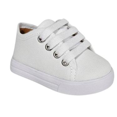 Imagem de Tenis Infantil Cano Baixo Liso - Baby Anjo, Branco, 23