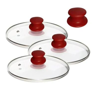 Imagem de Jogo 3 Tampa De Vidro Avulsa Para Panela Frigideira Caçarola 20 - 24 -