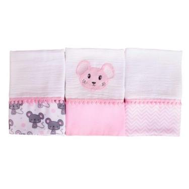 Imagem de Fralda de Boca Ratinho Rosa 3 Peças - Miguel Baby
