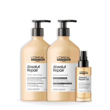 Imagem de Loreal Abs Repair Gold Sh 750ml + Cond 750ml + Oleo 90ml - Loreal Prof