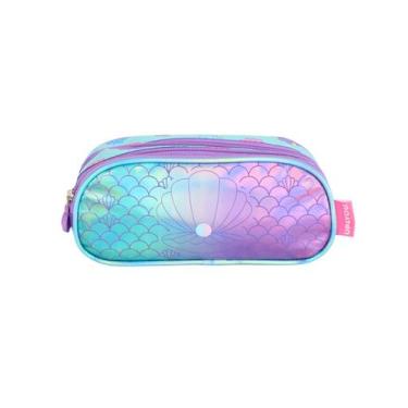 Imagem de Estojo Triplo Escolar Holográfico Concha Lilás - UP4YOU