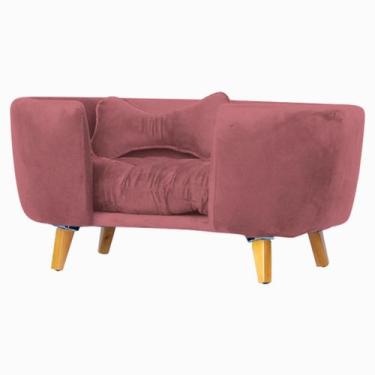 Imagem de Poltrona Cama Pet Hanna Estofada Tecido Veludo Divini Decor, Rosê