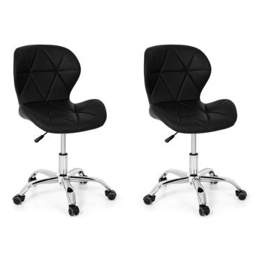 Imagem de Conjunto 2 Cadeiras Office Eiffel Slim Giratória Ajustável Preta