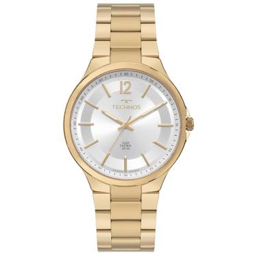 Imagem de Relógio Technos Masculino Ref: Gl32bk/1k Slim Dourado