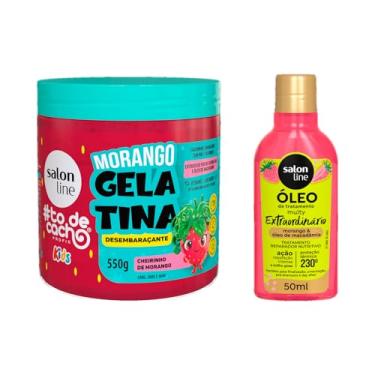 Imagem de Kit Gelatina e Óleo de Tratamento, Salon Line, #todecacho e Multy, Morango - Para Cabelos Ondulados, Cacheados e Crespos, 2 Unidades