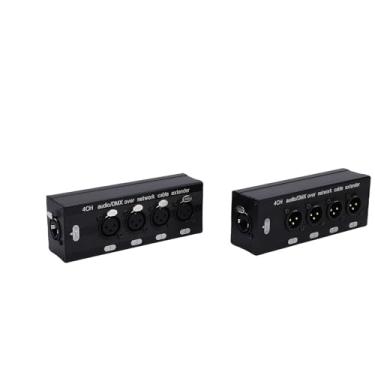 Imagem de Cryfokt Multi Extensor de Cabo Ethernet de 4 Canais para Controlar Efeitos de DJ de Iluminação de Palco Com 2 Caixas Divisoras de Cabo XLR de Múltiplas Redes