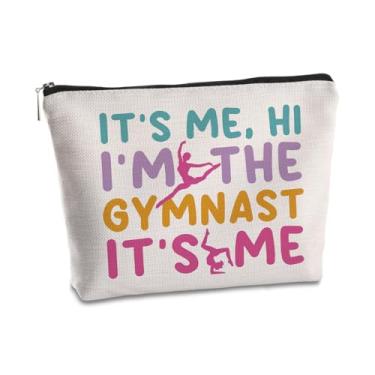 Imagem de SYIJIMSJKT Bolsa de maquiagem de ginástica para mulheres, It's Me Hi I'm the Gymnast Bolsa de cosméticos de viagem, material de ginástica, formatura, aniversário, Natal, presentes para treinadora