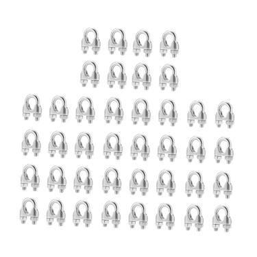 Imagem de Esquirla 40 peças de grampos de fixação de cabo de aço M4 substituem clipes de cabo de hardware para cercas de construção, varais, equipamentos esportivos