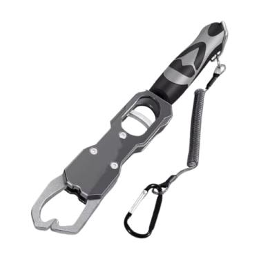 Imagem de RNXRZANK Garra de Pesca em Liga de Alumínio, Pegador de Lábio de Peixe, Balança de Peso, Cordão Seguro, Cabo Ergonômico, Ferramenta Portátil Adequada para Pesc, Cinza
