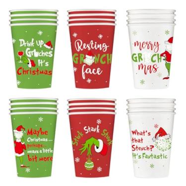 Imagem de Arsemica Pacote de 60 Copos de Natal, Suprimentos Engraçados para Festas de Natal, Copos de Papel Descartáveis para Café de Férias de 12 Onças, Copos Inovadores para Festas de Natal para Café, Chocola