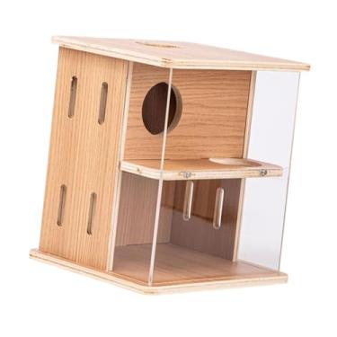 Imagem de IEUDNS Esconderijo de Casa de Hamster de Madeira, Brinquedo de 2 Camadas, Esconderijo para Hamster Anão