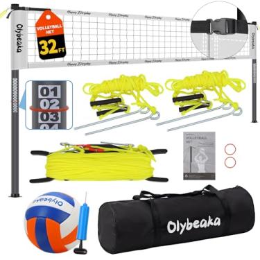 Imagem de Olybeaka Conjunto De Rede Vôlei Profissional Para Praia No Quintal, Sistema Altura Ajustável Áreas Externas Com Postes Resistentes, Durável, Poliuretano E Bomba, Bolsa Transporte