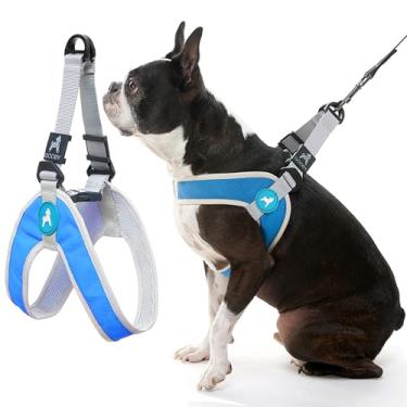 Imagem de Gooby Arnês simples Step In III – azul, médio – sem puxar, peitoral para cães pequenos com colete externo resistente a arranhões – arnês interno macio para cães médios sem puxar, pequenos cães ou gatos