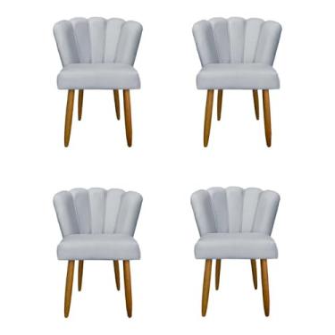 Imagem de Kit 4 Cadeiras Flor para Quarto Penteadeira - Balaqui Decor Cor:cinza