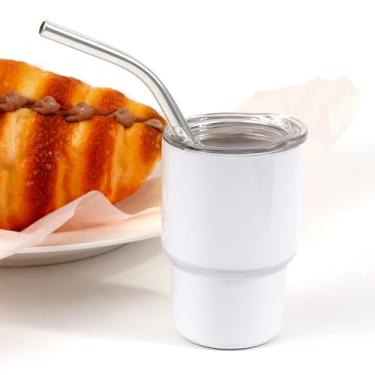 Imagem de Mini copo de shot de 85 g com canudo e tampa, copos de shot de aço inoxidável para festa de casamento, uísque, bar de coquetéis