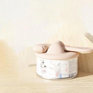 Imagem de 1 conjunto de abridor de latas de alimentos, incluindo uma tampa e uma colher, livre de BPA, adequado para a maioria das latas redondas