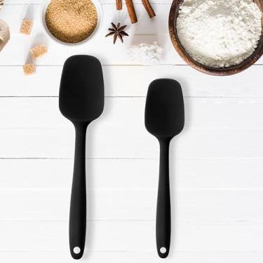 Imagem de 2 espátulas de colher de silicone – espátulas de cozinha altamente resistentes ao calor, design sem costura e núcleo de aço forte, perfeitas para cozinhar, misturar e assar - pode ser lavada na