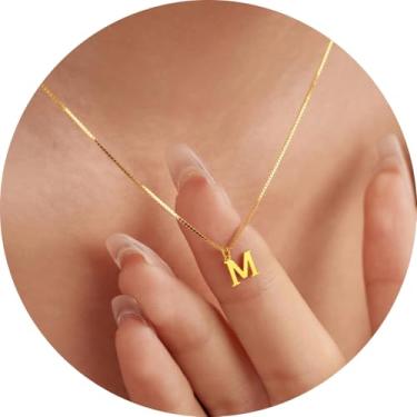 Imagem de Colar com pingente de inicial personalizada A-Z, joia minimalista de aço inoxidável para mulheres, pingente de alfabeto personalizado, F, Aço inoxidável, Sem Pedra Preciosa