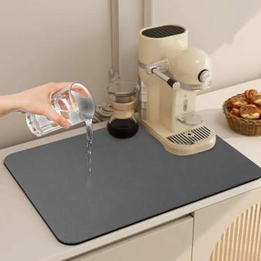 Imagem de Tapete de secagem de diatomáceas para balcão de cozinha absorvente de água almofada de drenagem de prato de secagem rápida para pia uso de mesa tapete de superfície macia antiderrapante (39,9 cm x 30