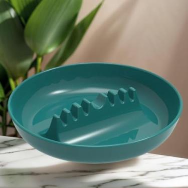 Imagem de Cinzeiro para cigarros de 17,8 cm para pátio, cinzeiros de plástico com 7 suportes de cigarro, uso interno e externo em casa (verde escuro)